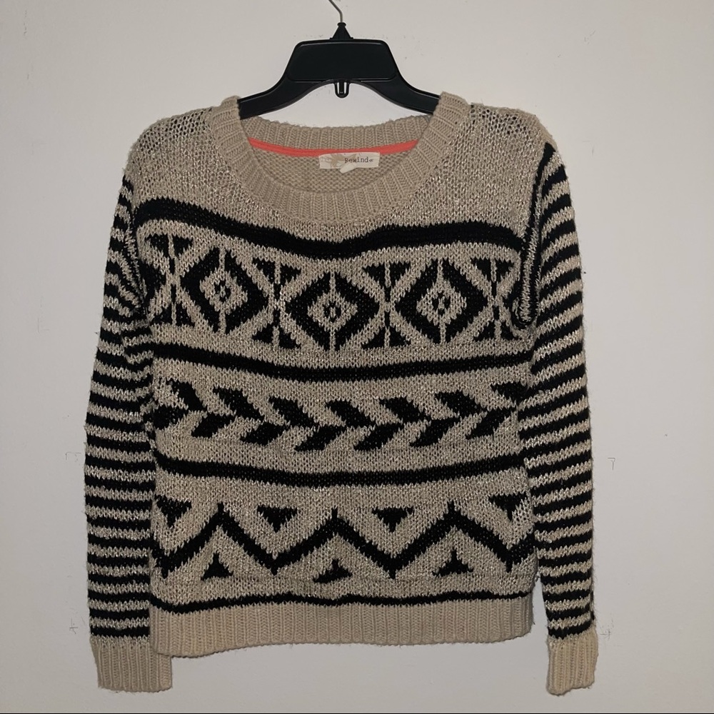 Black and tan knit sweater